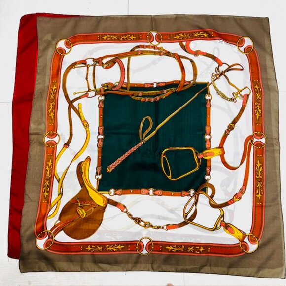 (2) Jim Renoir Southwest Vibes 100% Polyester  Scarf 31x31" Burgendy Green(47) - Picture 7 of 10